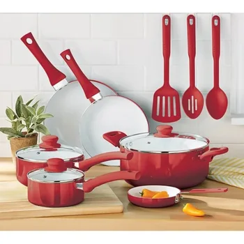 Набор Посуды для кемпинга Red Ombre Керамический Антипригарный Набор посуды из 12 предметов Только для ручной стирки Туристическое Снаряжение и аксессуары для приготовления пищи