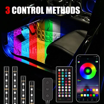 Новый 48 СВЕТОДИОДНЫЙ светильник для ног автомобиля с дистанционным управлением от USB App, несколько режимов автомобильного Декоративного освещения интерьера