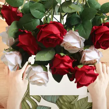Имитированный Букет Роз, Цельный Фланелевый Искусственный цветок, Украшение домашнего свадебного интерьера, Набор Роз для фотосъемки