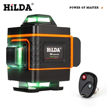 HILDA 4D Лазерный уровень поперечная линия Зеленый лазерный уровень самовыравнивающийся универсальный уровень лазерный горизонт вертикальное измерение