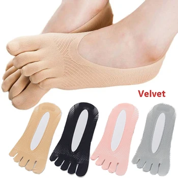 Женские дышащие носки с пятью пальцами, Бархатные ультратонкие невидимые носки с пятью пальцами, противоскользящие, антифрикционные носки-лодочки, носки до щиколотки