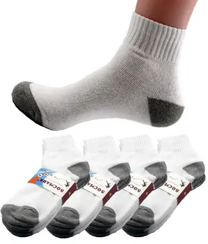 Новые Мужские 6 пар спортивных Бело-серых носков на четверть лодыжки, Хлопчатобумажные носки с глубоким вырезом, Размер 10-13