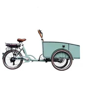 Тележка уличного торгового автомата для перевозки грузов на Трехколесном велосипеде для взрослых с педалью синего цвета Электрическая Голландская для продажи Настраиваемая