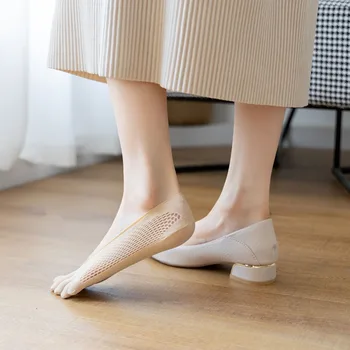 Сетчатые дышащие противоскользящие силиконовые летние носки Первой необходимости с пятью пальцами, ультратонкие носки, невидимые носки, женские товары