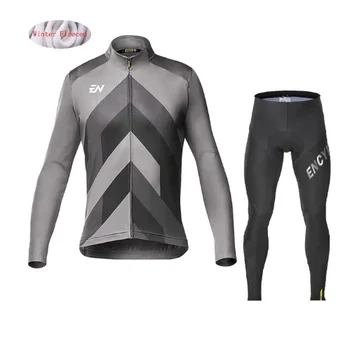 Зимняя термо-флисовая одежда для велоспорта Warn, мужской трикотажный костюм, куртка для верховой езды, MTB одежда, комплект брюк с нагрудником ENCYMO