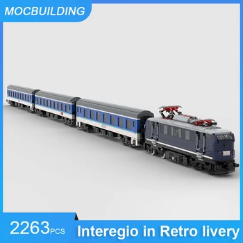 MOC Строительные блоки Interegio в ретро-ливрее, модель поезда, сделай сам, Собери кирпичи, Городской транспорт, развивающие игрушки, подарок 2263 шт.