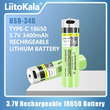 1-30 шт LiitoKala USB-34B 18650 3,7 В 3400 мАч USB Перезаряжаемая Литий-ионная батарея для Фонарика Электрическая Мышь Игрушечная Батарея