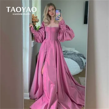 Элегантные розовые платья для выпускного вечера с рукавами 