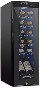 Компрессорный холодильник-охладитель вина на 12 бутылок с замком | Большой отдельно стоящий винный погреб | 41f-64f Цифровой контроль температуры вина
