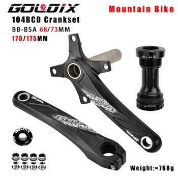 GOLDIX 104BCD Широкий и узкозубый велосипедный шатун 170/175 мм, кривошипное круглое/овальное кольцо цепи 32T/34T/36T/38T, велосипедный шатун