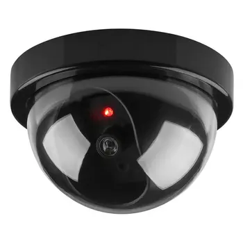 Креативная Черная Пластиковая Купольная Фиктивная камера видеонаблюдения С мигающим светодиодом, Питание поддельной камеры от батарейки типа АА, система безопасности наблюдения
