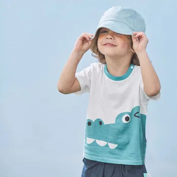 футболка с изображением чистокровного малыша для мальчика с круглым вырезом и коротким рукавом из хлопка