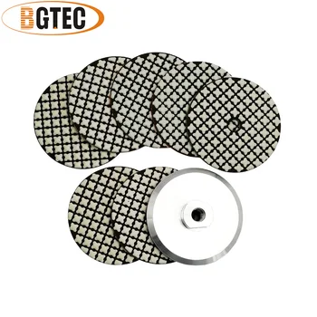 BGTEC 7шт 100 мм зернистость 50-3000 Сухая Алмазная полировальная площадка с алюминиевой основой M14 backer 4 