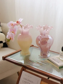 Средневековые украшения в виде вазы, гидропонная цветочная композиция, декоративный настольный стеклянный домашний ретро-новый роскошный простой французский цветочный прибор.