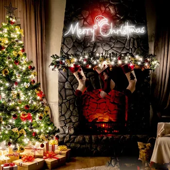 Изготовленные на заказ Веселые Рождественские неоновые огни, Новогодний декор для стен домашней комнаты, Рождественское украшение для дома, неоновый светодиодный Рождественский декор