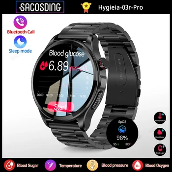 Hygieia-03r-Pro ЭКГ + PPG неинвазивный Уровень глюкозы в крови Смарт-Часы Мужские Bluetooth Часы для Вызова Сердечного Ритма Смарт-Часы для Здоровья Android ios