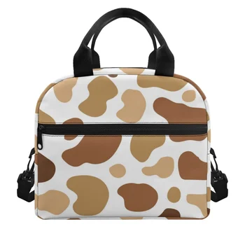 Коровьи пятна, Леопардовый узор, сумка для ланча Для девочек И мальчиков Большой Емкости, Грязеотталкивающая Мягкая сумка для путешествий на открытом воздухе, Изображение на заказ
