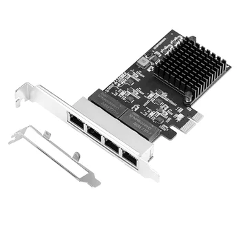 Плата контроллера PCIe 4 Порта Gigabit Ethernet 1X 1000 Мбит/с, Чипы NIC RTL8111H с Низкопрофильным Кронштейном для