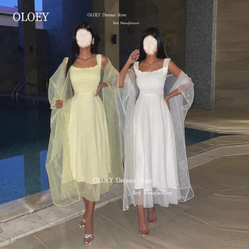 OLOEY Саудовско-арабские женские вечерние платья с жакетом на бретелях из органзы, простые вечерние платья длиной до чая 2023