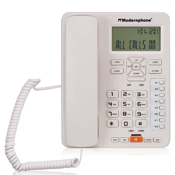 Проводной телефон с идентификатором вызывающего абонента Громкая связь Настенный Телефон Проводной Стационарный телефон с двойной системой DTMF/FSK, 8 клавиш памяти