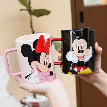 Disney Cartoon Mickey Minnie Микки Маус Прямая чашка для напитков Minnie Goofy Керамические чашки с ручкой для молока Кофейная кружка