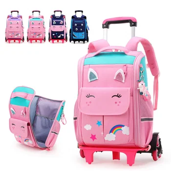 Студенческие школьные сумки большой емкости, Рюкзаки на колесиках, сумка на колесиках, детская сумка-тележка, школьный рюкзак, Детская тележка, рюкзак whee