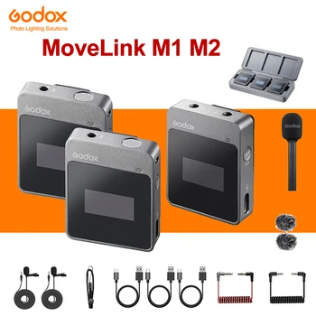 Беспроводной микрофон Godox MoveLink M2 M1 для зеркальной камеры Sony Nikon Canon, Петличный микрофон, профессиональный передатчик-приемник