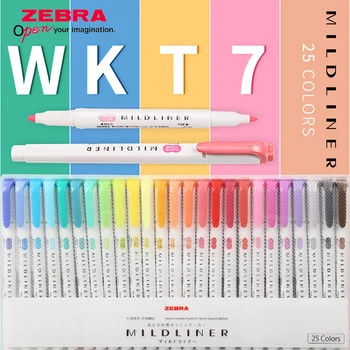 25-цветная японская зебра, милый кавайный маркер WKT7, мягкий цветной двуглавый маркер, Студенческие принадлежности, офисные аксессуары