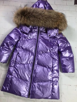 Зимний пуховик из натурального меха 2021 года, детское пальто, пуховики для девочек, детская длинная толстая верхняя одежда унисекс, куртки на утином пуху для мальчиков