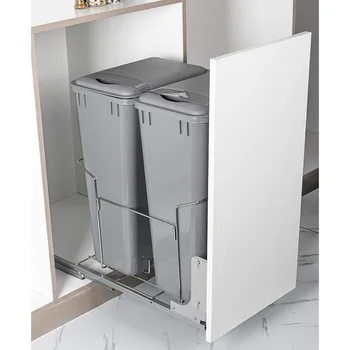 Кухонный встраиваемый классификационный мусорный бак, шкаф для разделения сухой и влажной среды, бытовой выдвижной мусорный бак для скрытого хранения