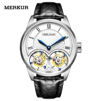 Подлинные Ручные механические часы MERKUR с двойным Турбийоном, Мужские Роскошные Официальные деловые часы Montre Homme 2021