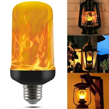 E27 B22 5 Вт светодиодный динамический светильник с пламенем, креативные наружные садовые настенные декоративные лампы для газона, черные имитирующие факел огненные лампы