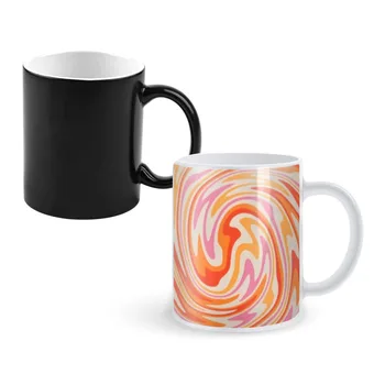 Шахматная доска-персиковая кожа-креативные изменения-керамическая кружка, раскрывающая тепло, Кофейная чашка, Чашка для завтрака, Кружка, подарок друзьям