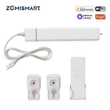 Zemismart Homekit WiFi Smart Curtain Motor Работает с HomePod Mini Siri Голосовым Управлением для Электрических Штор, Направляющих для Штор