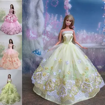 Свадебное платье с цветочным кружевом 1:6 для куклы Барби, Одежда для Принцессы Барби, Вечернее платье 11,5 