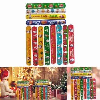 100 шт. Качественных рождественских браслетов с защелками, ленты для детей на Рождественскую вечеринку, Наполнитель для сумок, браслеты для Рождественской вечеринки