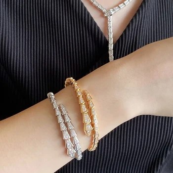 Европейские Популярные ювелирные изделия из стерлингового серебра 925 пробы, эластичный браслет из змеиной кости для женщин, модные роскошные браслеты бренда k gold