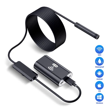 WiFi Эндоскоп Мини-Камера Водонепроницаемый Инспекционный USB Бороскоп Змея HD 720p 8 мм Объектив Автомобильный Слив двигателя Pip для Iphone Android ПК