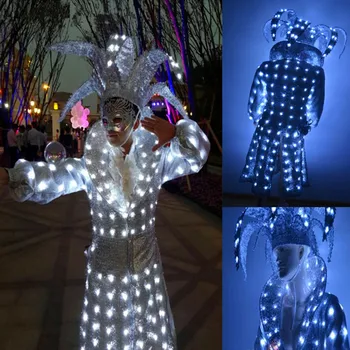 Светодиодный волшебный костюм, Светящиеся костюмы для выступлений, Светящийся волшебный реквизит, Принадлежности для вечеринок в баре ночного клуба, Платье для бальных танцев