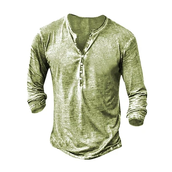 Американская футболка с короткими рукавами, мужская уличная одежда в стиле панк, Ретро, Готическая футболка с V-образным вырезом и пуговицами, Мужская разноцветная футболка Оверсайз