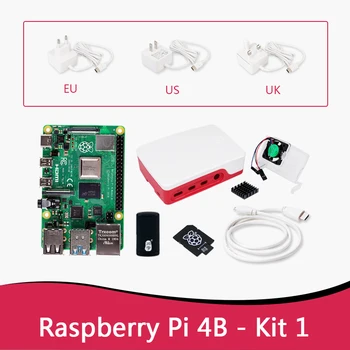 Официальная плата Raspberry Pi 4 Model B ARM 1GB 2GB 4GB 8GB Pi 4B Kit1 (чехол + вентилятор + 16GB SD-карта + питание) Быстрее, чем 3B +