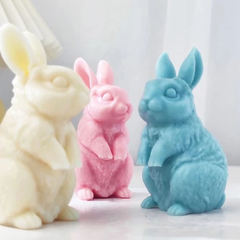 Форма из силиконовой смолы с животными, 3D-форма из гипса с кроликом, эпоксидная форма для изготовления мыла своими руками