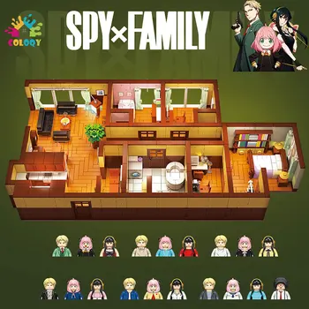 Популярные Аниме Строительные блоки Spy x Family Living Room Мини-фигурки ручной работы, модели игрушек для детей, Рождественские подарки