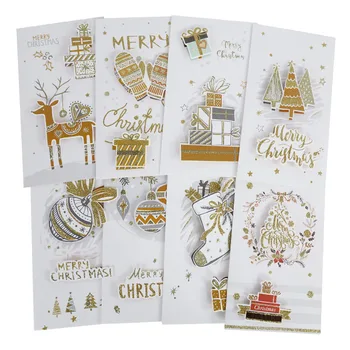 8 комплектов Поздравительных открыток С Рождеством Христовым Складные Бумажные Открытки С Конвертом Приглашения на Рождественскую вечеринку Подарки Открытка Новый Год 2021