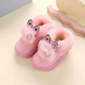 2022 Детские зимние ботинки Зимние полусапожки для девочек Хлопчатобумажная обувь для мальчиков из утолщенного бархата Детские хлопчатобумажные сапоги Детские зимние ботинки