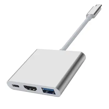 Type-C КОНЦЕНТРАТОР USB C-HDMI Кабельный Адаптер-Разветвитель USB-C 3 В 1 4K HDMI USB 3.0 PD Смарт-адаптер для Быстрой Зарядки MacBook Dell