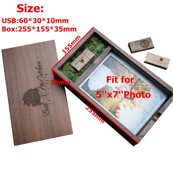 Новая бесплатная изготовленная на заказ деревянная коробка для альбома с лазерной гравировкой (фото 5* 7 дюймов) и деревянная флешка USB3.0 512 ГБ 256 ГБ 128 ГБ 64 ГБ 32 Гб 16 ГБ