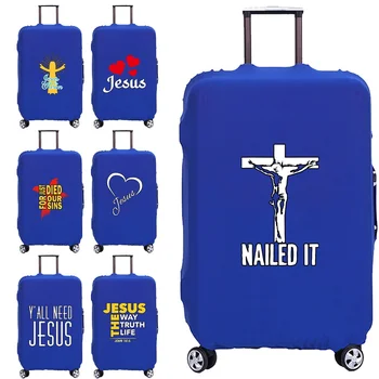 Дорожный багаж Эластичный утолщенный защитный чехол для 18-32-дюймового чемодана с принтом Иисуса Чехол-тележка Аксессуары Защитные чехлы