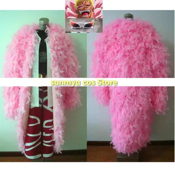 Цельный костюм Донкихота Дофламинго для косплея, индивидуальный размер, розовое пальто с перьями на Хэллоуин, очки